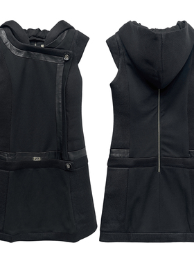 外贸品牌｜Y2K机能工装古早感复古vintage风格连帽无袖连衣裙