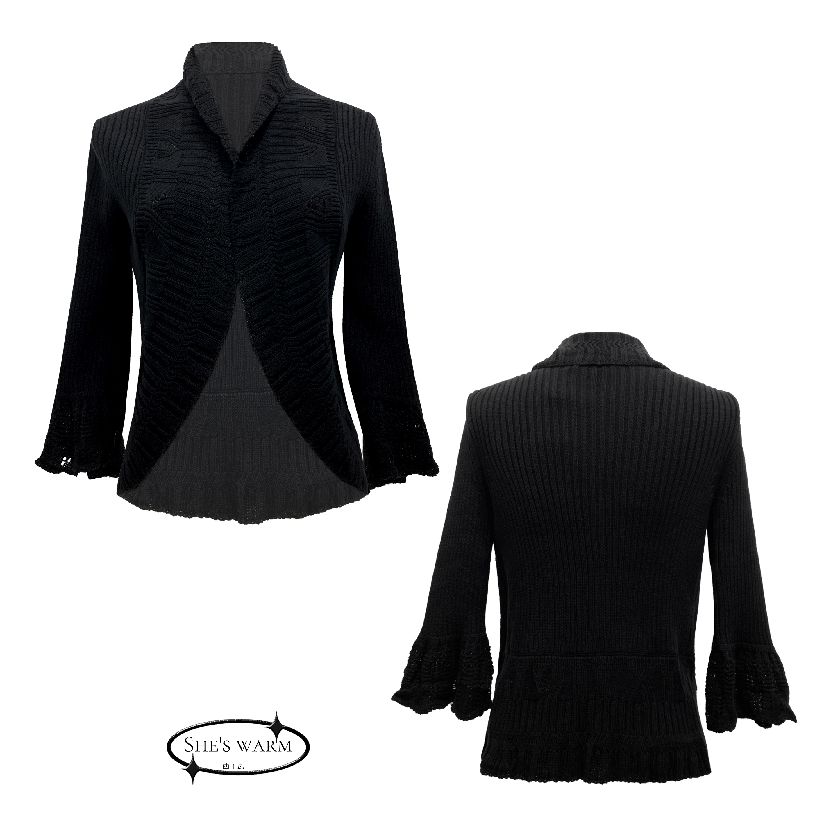 品牌单｜秋季个性复古艺术暗黑百搭纯棉弹力针织镂空毛衫外套上衣