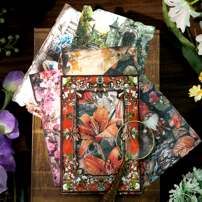 手账背景纸异形人物花园白牛皮纸