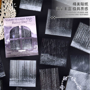 清仓｜今日有雨贴纸 雨景造景暴雨涟漪水痕水滴pet手账拼贴20张入