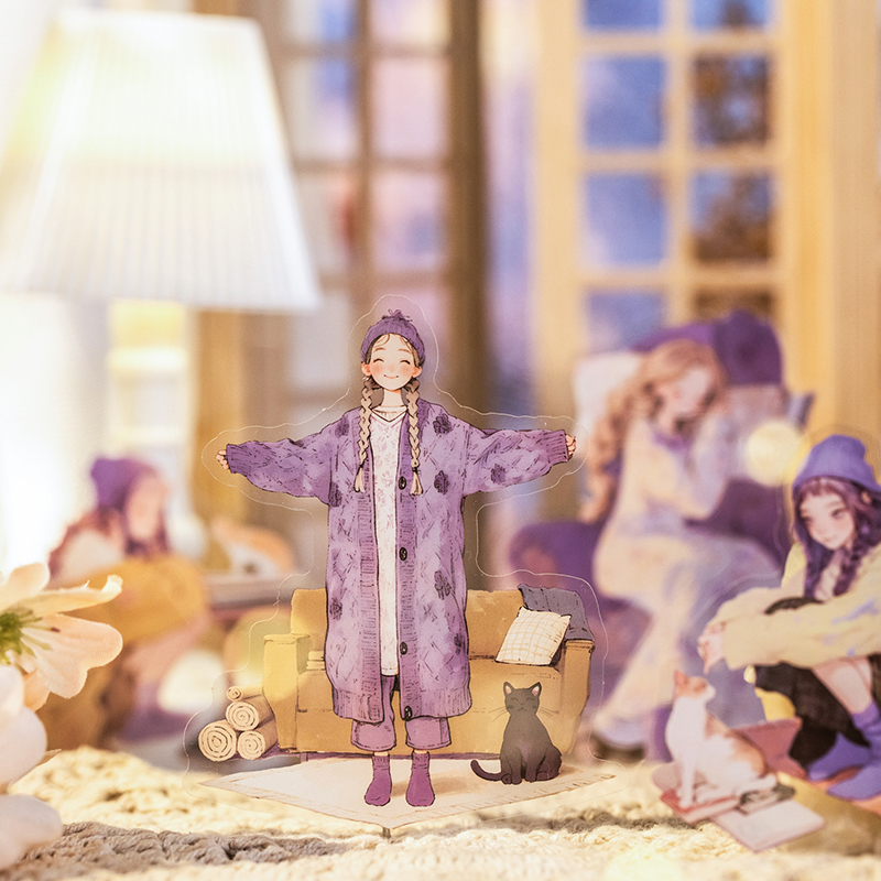 手账pet贴纸冬季穿搭盐系美拉德