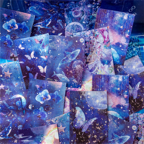 手账素材纸暗黑梦幻天使鲸星城堡