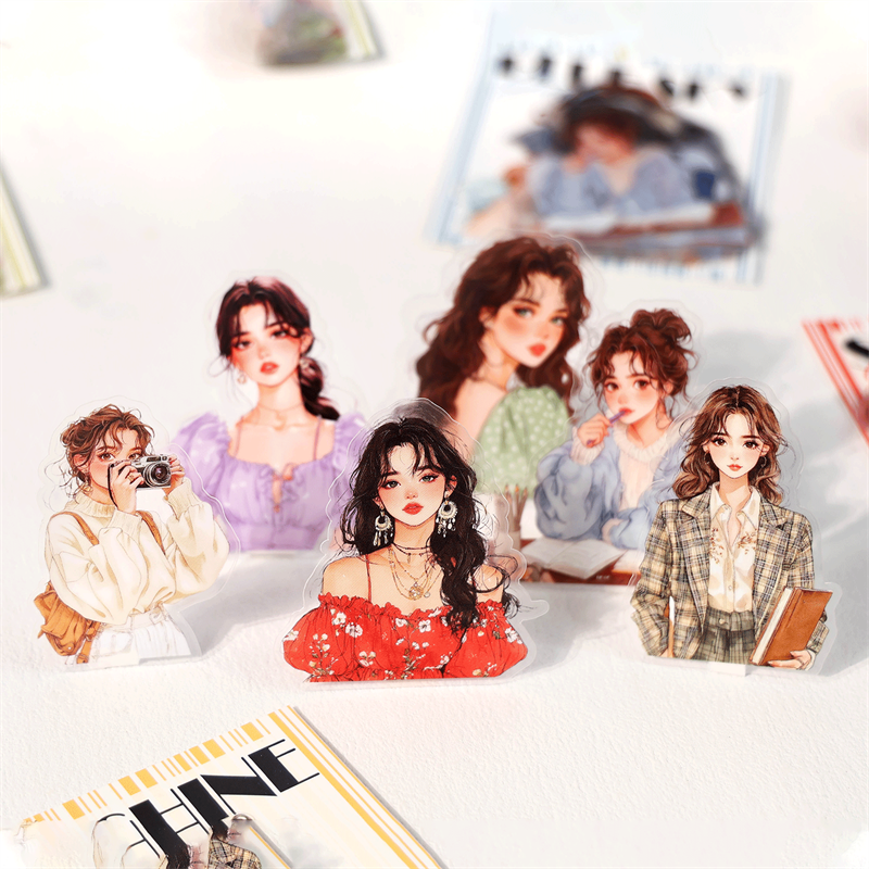 M｜彩虹少女贴纸 都市少女穿搭盐系文艺人物pet手账拼贴画40张入,文具电教/文化用品/商务用品,贴纸/立体贴纸,淘宝优惠券,粉丝福利购,淘宝优惠卷