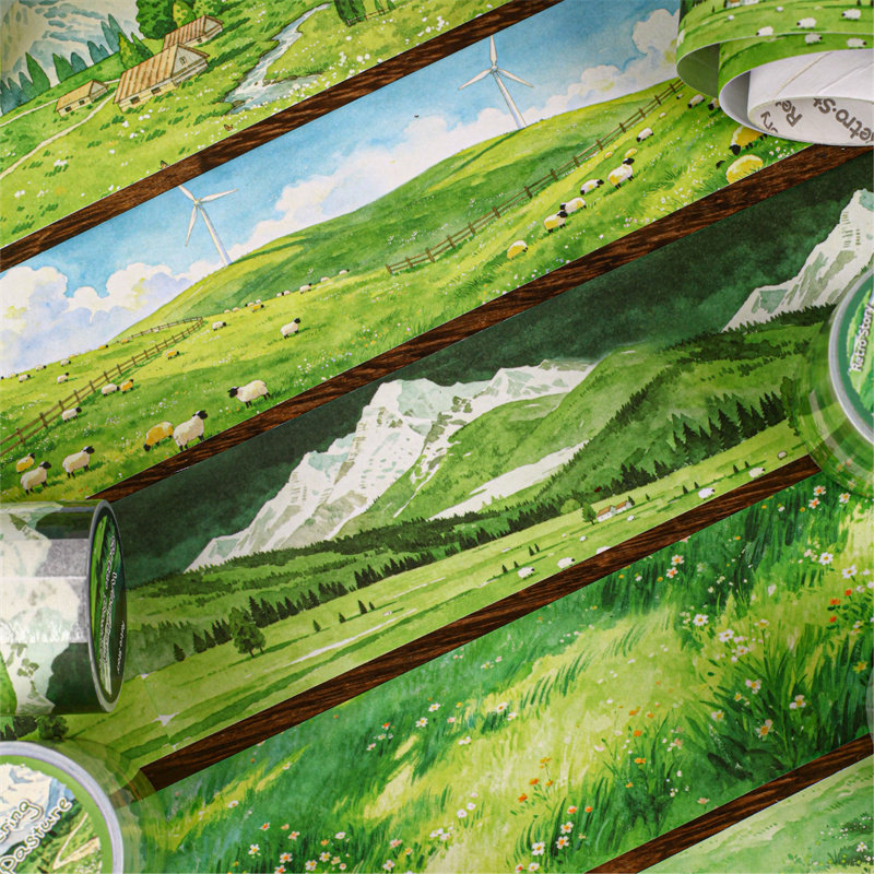 手账和纸胶带自然旷野溪谷风景