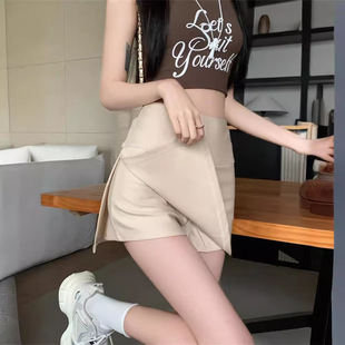 美式 黑色开叉包臀防走光辣妹a字短裙 运动半身裙女2025年夏季 新款