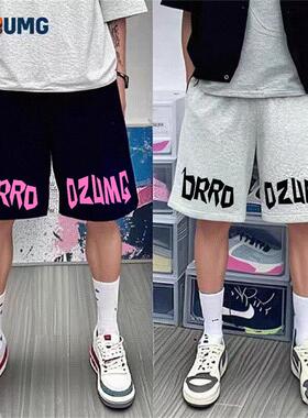 篮球夏季新款黑白灰色短裤男学生青少年美式高街休闲裤潮牌宽松五