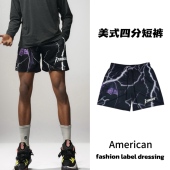 速干健身运动沙滩裤 美式 夏季 男篮球裤 网眼透气宽松不过膝 四分短裤