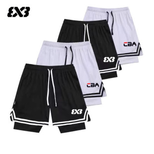 3X3美式篮球短裤假两件男女款球裤运动裤跑步训练五分裤夏季新款