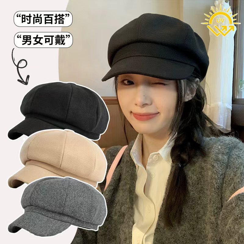 永不过时毛呢日系八角帽子女