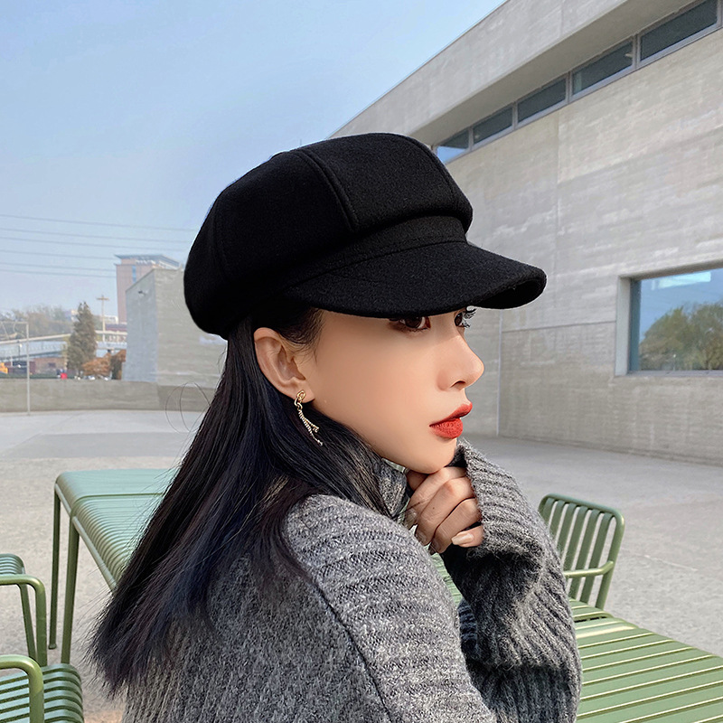 八角帽子外出百搭女四季短檐纯色