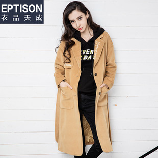 【29.9/件】EPTISON韩版毛呢外套中长款矮个子呢子百搭大衣女