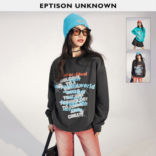 T恤女2025秋新款 EPTISON长袖 件 宽松卫衣撞色印花休闲上衣