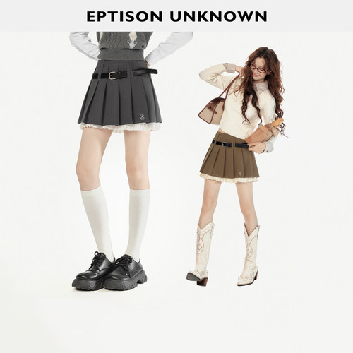 Eptison高腰显瘦百褶半身裙