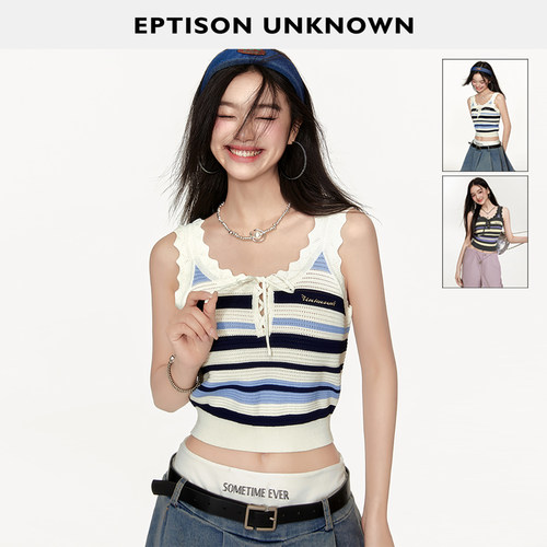 EPTISON独特针织条纹背心上衣