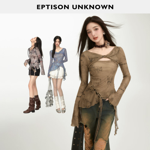 EPTISON复古独特雪纺衫小衫