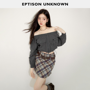 复古一字领工装 EPTISON外套女秋短款 件 休闲小众独特上衣 119