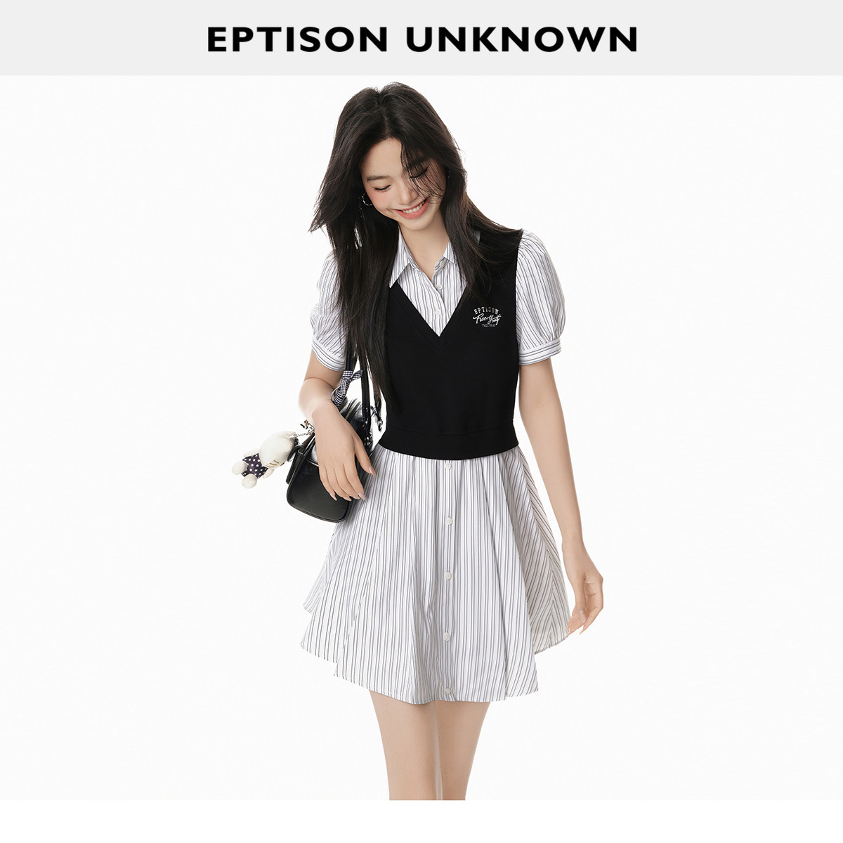 Eptison学院风假两件连衣裙图片