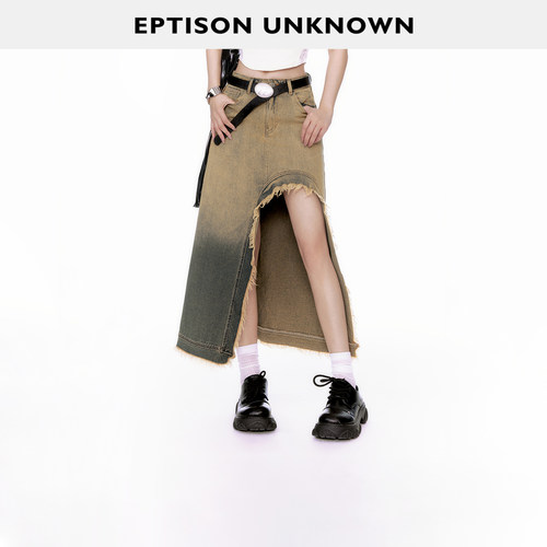 Eptison设计感甜酷牛仔半身裙