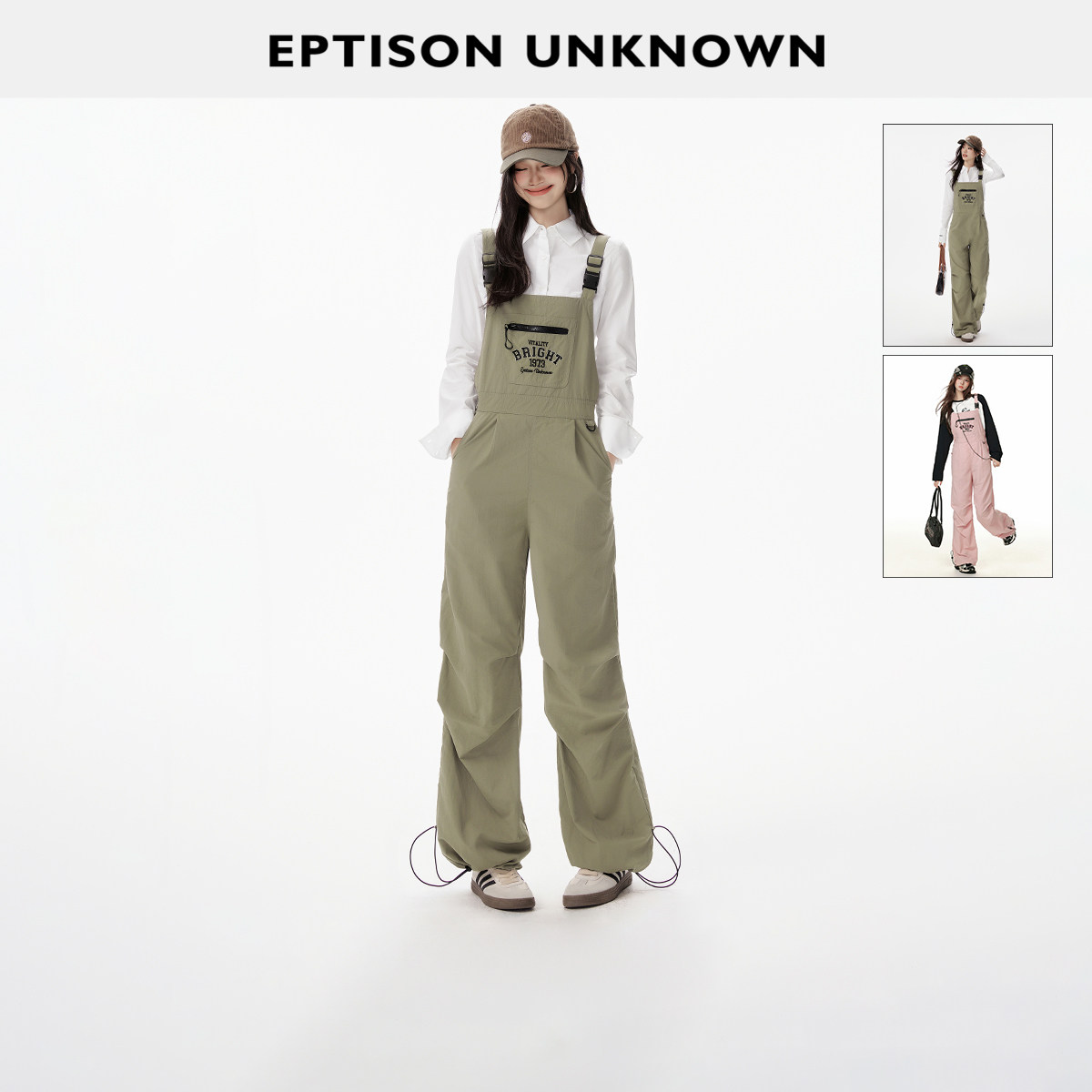 Eptison休闲运动风背带工装裤图片