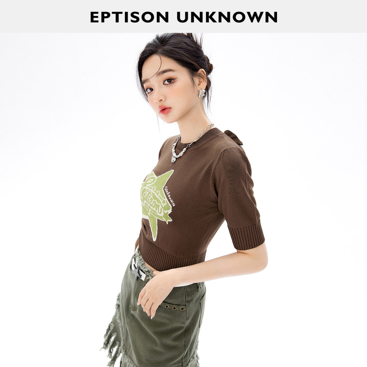 Eptison撞色五角星针织短袖图片