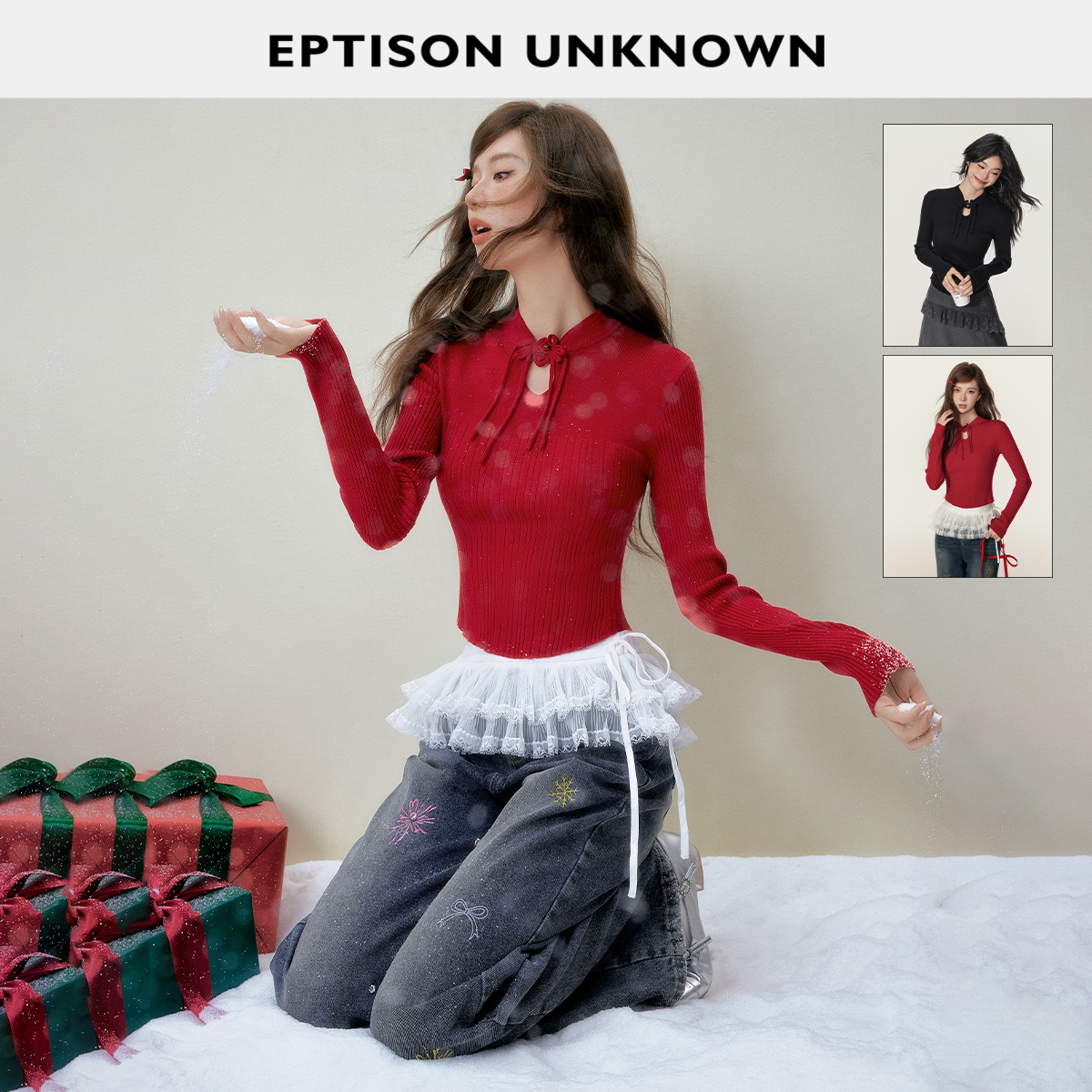 水滴型旗袍领手工盘扣 高弹贴身弧形下摆