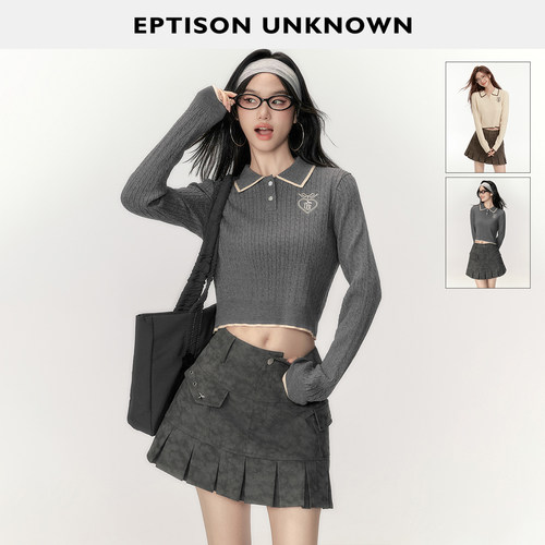 Eptisonpolo领甜美针织衫