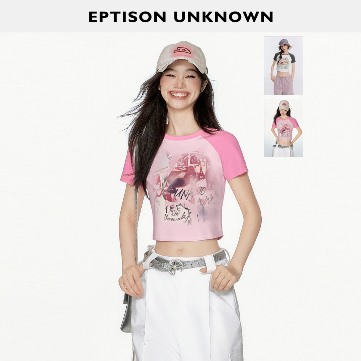 EPTISON短款插肩袖复古T恤图片