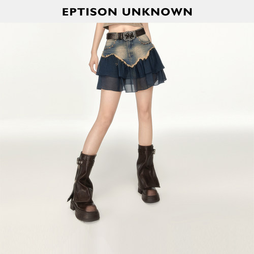 EPTISON复古拼接独特牛仔短裙