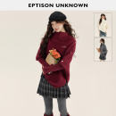 EPTISON毛衣女2025冬季 设计感高领不规则慵懒风显瘦针织上衣 新款