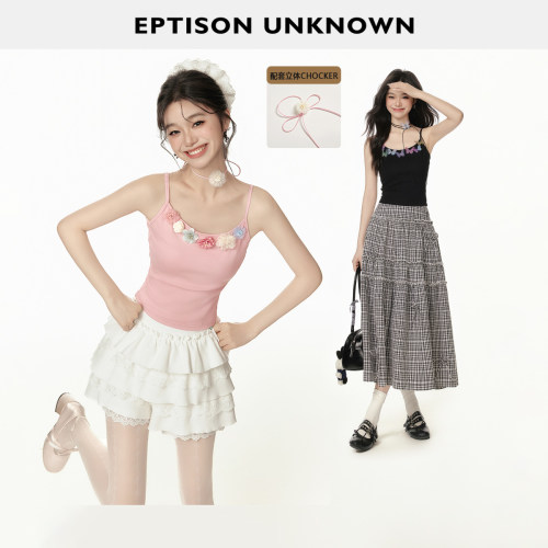 Eptison甜酷少女风针织小吊带