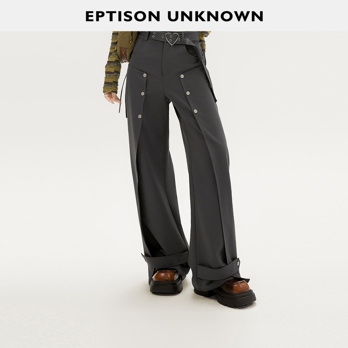 Eptison高腰直筒宽松休闲裤