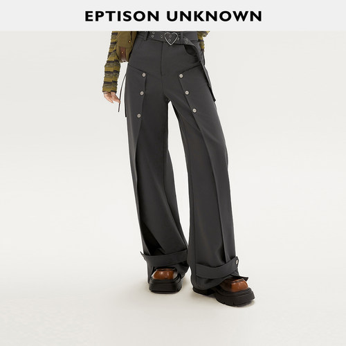 Eptison高腰直筒宽松休闲裤