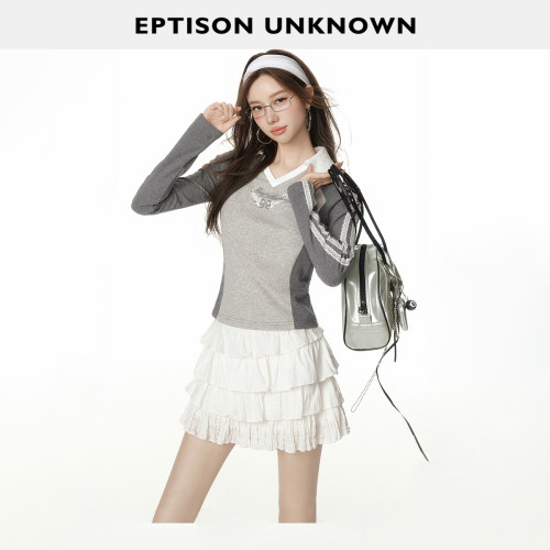 Eptison运动少女风插肩袖T恤