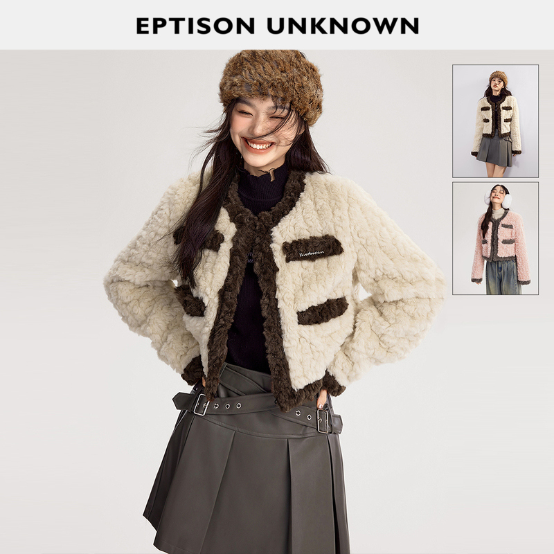 Eptison小香风设计圆领外套甜美