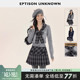 短款 新款 毛衣外套格纹百褶裙学院风两件套 女2025冬季 EPTISON套装