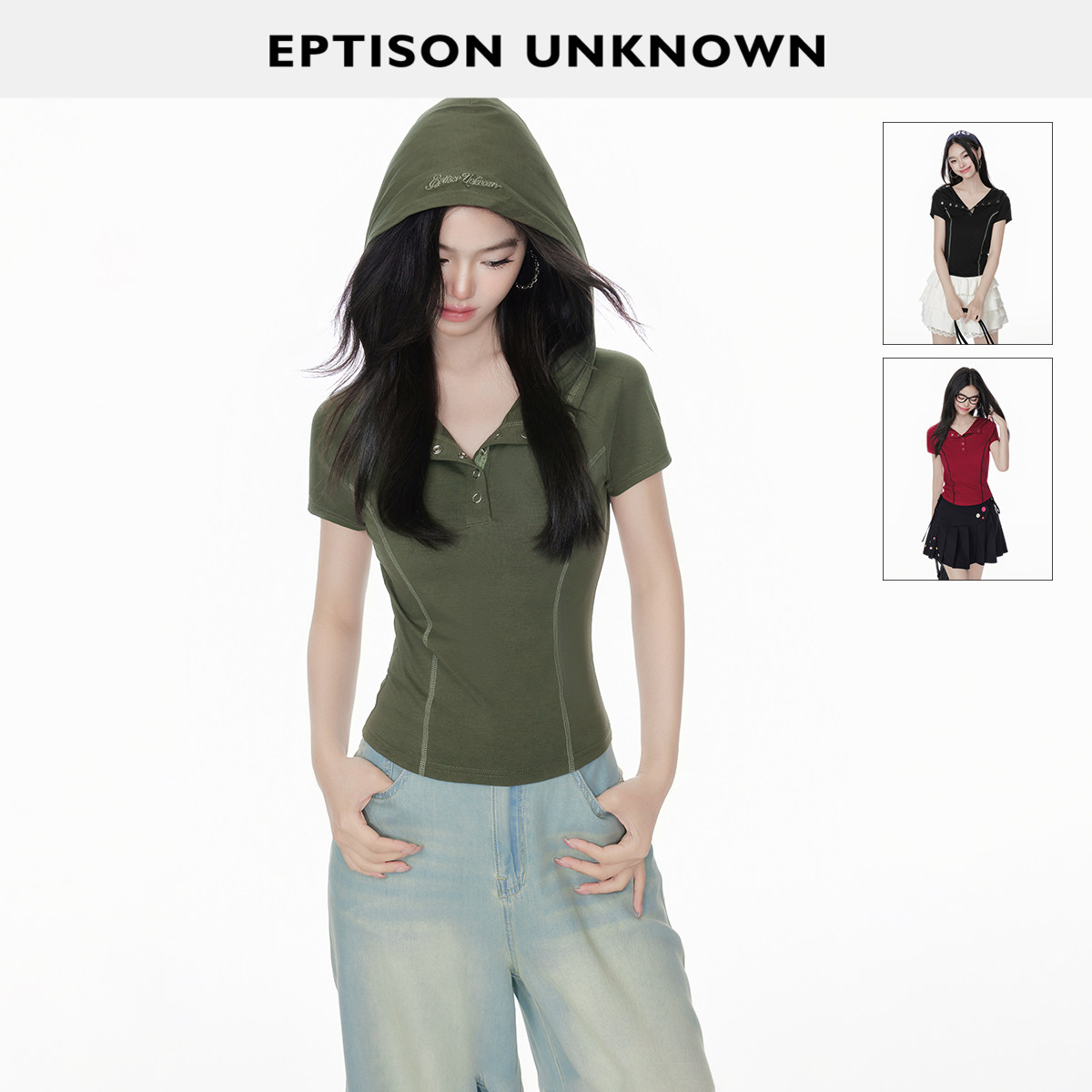 Eptison美式复古风连帽T恤图片