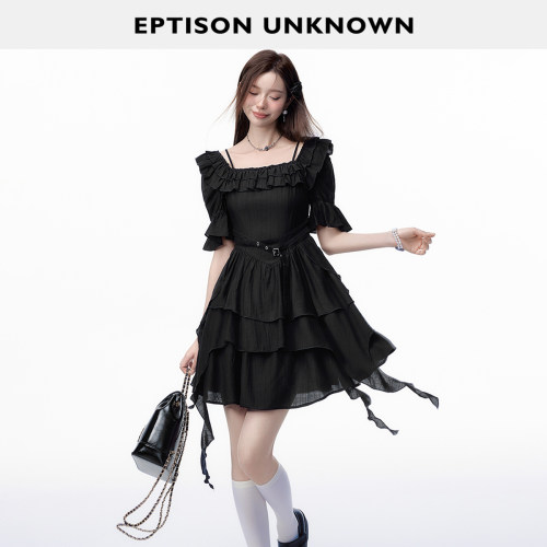 Eptison甜美学院风设计感短裙