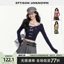 修身 EPTISON毛针织衫 短款 女2025秋季 甜辣蝴蝶结假两件小上衣 新款