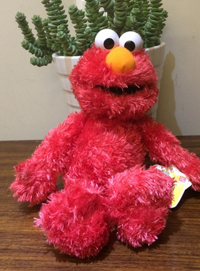 中古芝麻街ELMO艾摩蓝色甜饼怪手偶娃娃毛绒公仔搞笑玩具生日礼物