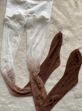 无缝极光渐变色丝袜女性感黑丝白丝超薄款防勾丝灰色油亮连裤袜子