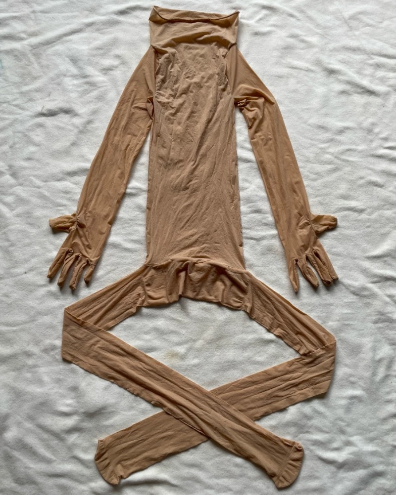 丝袜长五指袖胸背无缝马油连身袜油光亮滑男女全身连体丝袜大码