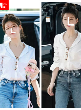 许我耀眼赵露思许妍同款夏季气质白色衬衫女韩版百搭宽松休闲衬衣