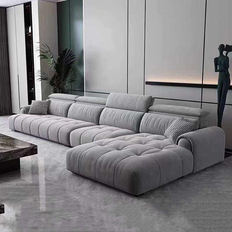 鑫铭凯瑞2025新款布艺沙发客厅奶油风泡芙磨砂绒布沙发家用组合