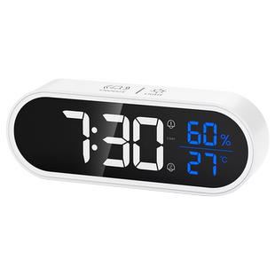 充电温湿度计家用室内智能LED精准温度计音乐闹钟学生起床神器