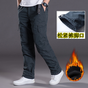 加绒加厚工装 登山多袋直筒束脚休闲长裤 裤 运动裤 男宽松大码 秋冬款
