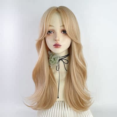 白金色女团y2k中分刘海卷发假发