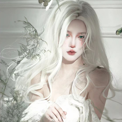 银白色假发女全头套中分长卷发