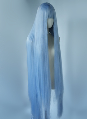 超长假发蓝色长直发全头套女lolita洛丽塔cos一米三130cm拍照写真