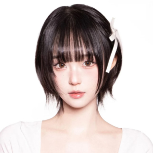 黑色短发假发女全头套日系短直发波波头bobo减龄妹妹头微翘cos毛
