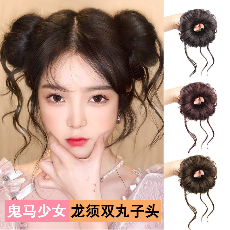 龙须丸子头假发发圈新中式仿真发蓬松懒人盘发髻神器花苞头假发包